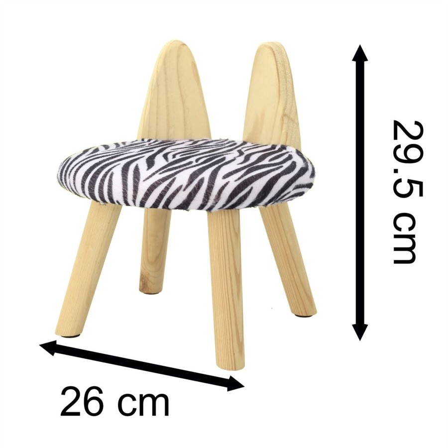 Baby & Child Carousel Shop Room Decor & Storage | Animal Print Childrens Wooden Stool | Small Round Safari Jungle Animal Footstool - Zebra