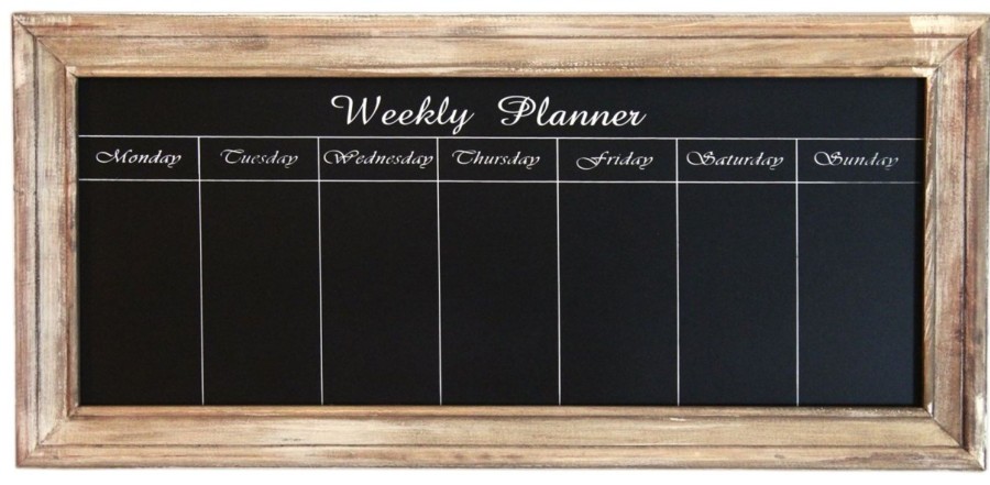 Home Accessories Carousel Shop Chalkboards & Planners | Shabby Chic Blackboard Weekly Planner Memo Chalkboard 67Cm X 32Cm ~ Natural