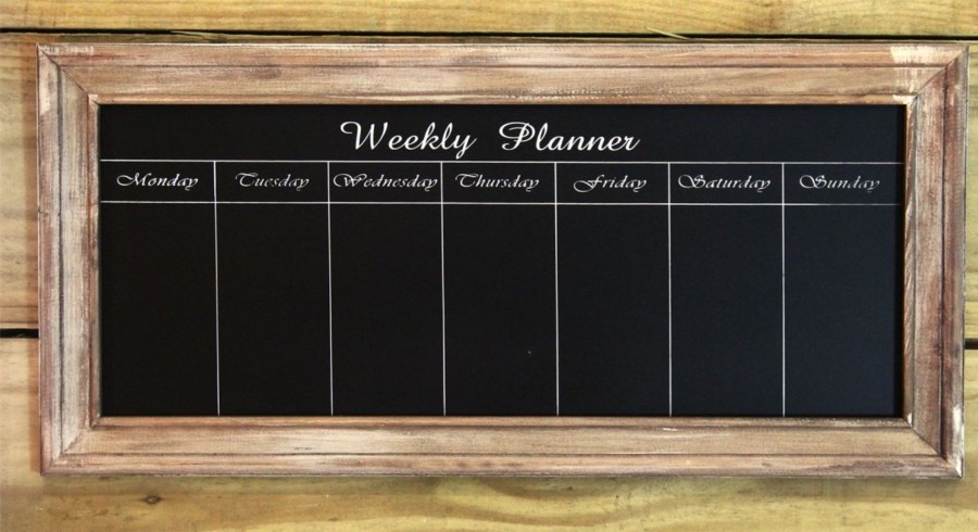 Home Accessories Carousel Shop Chalkboards & Planners | Shabby Chic Blackboard Weekly Planner Memo Chalkboard 67Cm X 32Cm ~ Natural