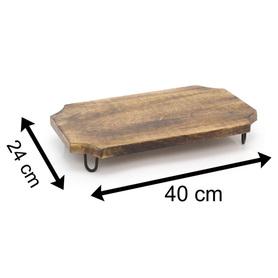 Kitchen & Dining Carousel Shop | Kitchen Wooden Cutting Chopping Board On Legs ~ 40X25Cm Beautiful Mango Wood Cutting Board Or Serving Platter