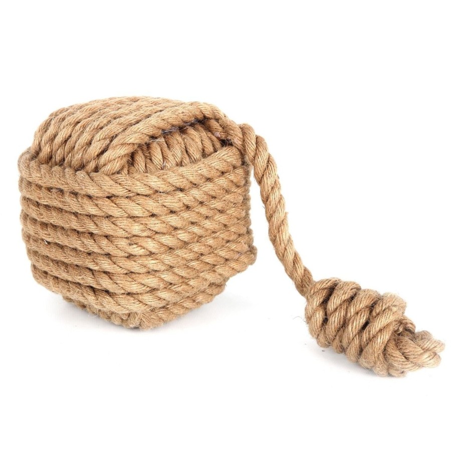 Home Accessories Carousel Shop Nautical Doorstops | 15Cm Nautical Square Monkey'S Fist Rope Doorstop ~ Natural Rope Door Stop