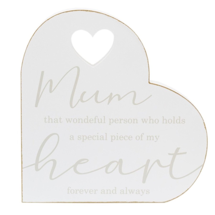 Home Accessories Carousel Shop Decorative Accessories | Wonderful Mum Plaque Freestanding Block | White Wooden Love Heart Sign - Ideal Mothers Day Gift