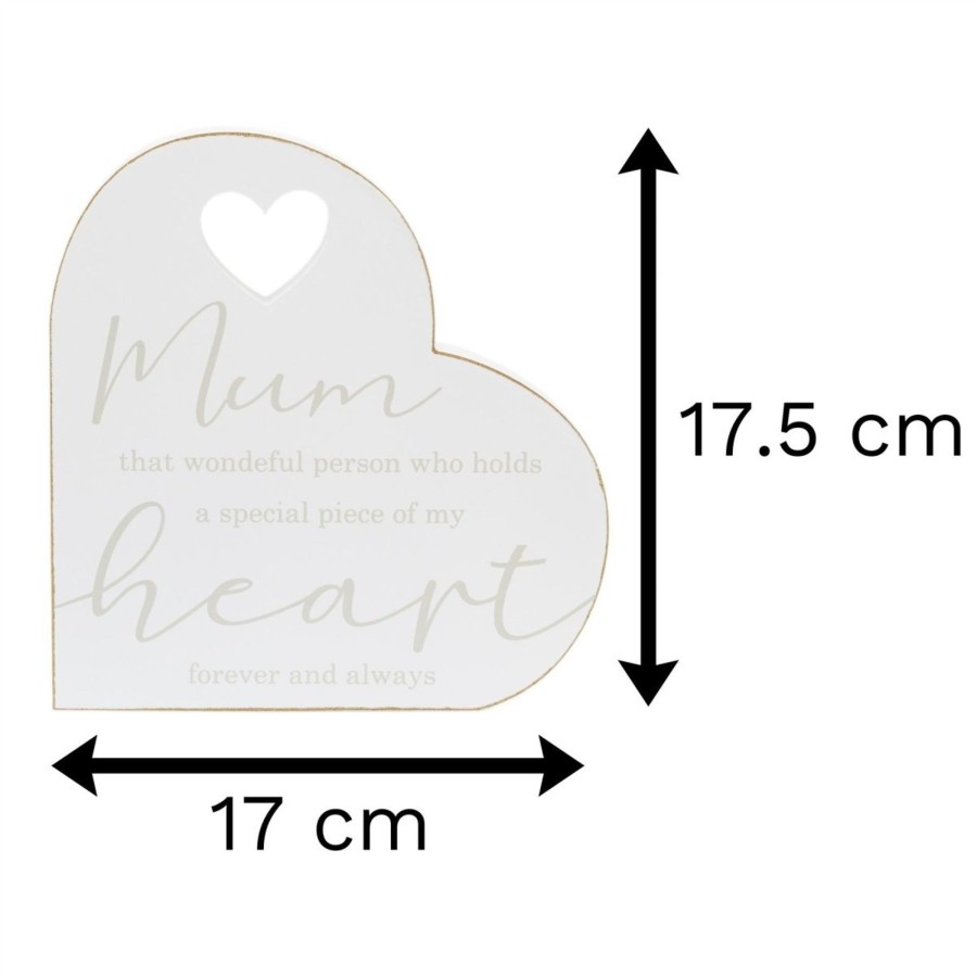 Home Accessories Carousel Shop Decorative Accessories | Wonderful Mum Plaque Freestanding Block | White Wooden Love Heart Sign - Ideal Mothers Day Gift