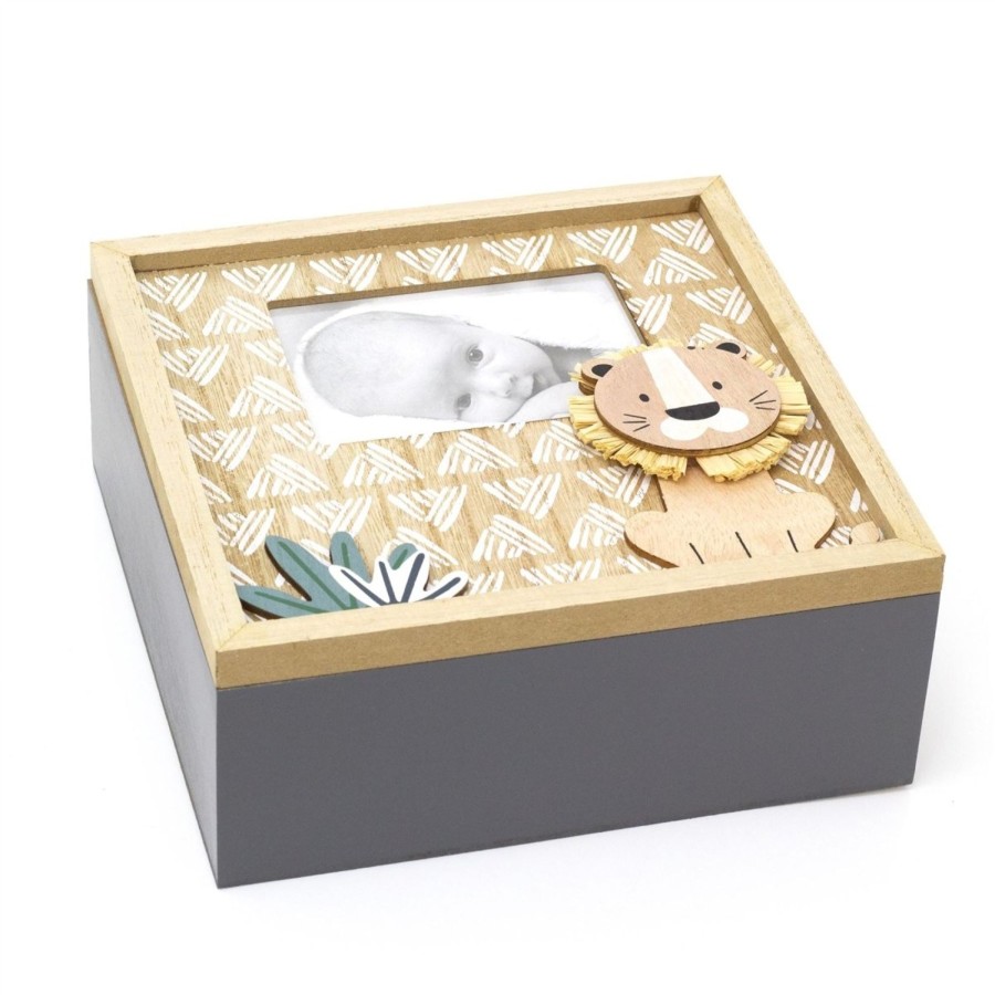 Baby & Child Carousel Shop Room Decor & Storage | Baby Lion Cub Keepsake Box With Single Photo Aperture Wooden Memory Box | New Baby Memory Box Baby Shower Gift | Newborn Girl Boy Memory Boxes