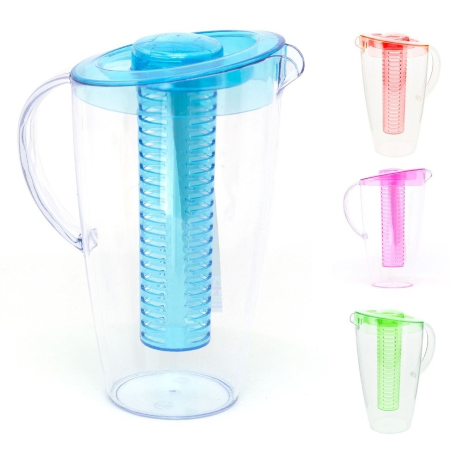 Kitchen & Dining Carousel Shop | 2 Litre Fruit Infuser Jug Water Pitcher | Plastic Pitcher Jug With Lid | Fruit Infused Water Jug - Colour Varies One Supplied