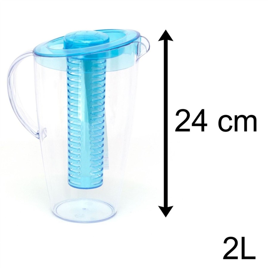 Kitchen & Dining Carousel Shop | 2 Litre Fruit Infuser Jug Water Pitcher | Plastic Pitcher Jug With Lid | Fruit Infused Water Jug - Colour Varies One Supplied