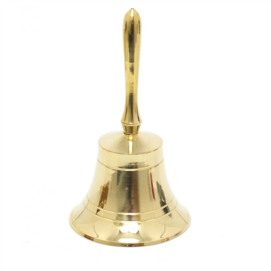 Home Accessories Carousel Shop Decorative Accessories | Gold Brass Mini Handheld Service Bell | 11Cm Hand Bell School Bell | Small Dinner Bell Metal Reception Bell - Design Varies One Supplied