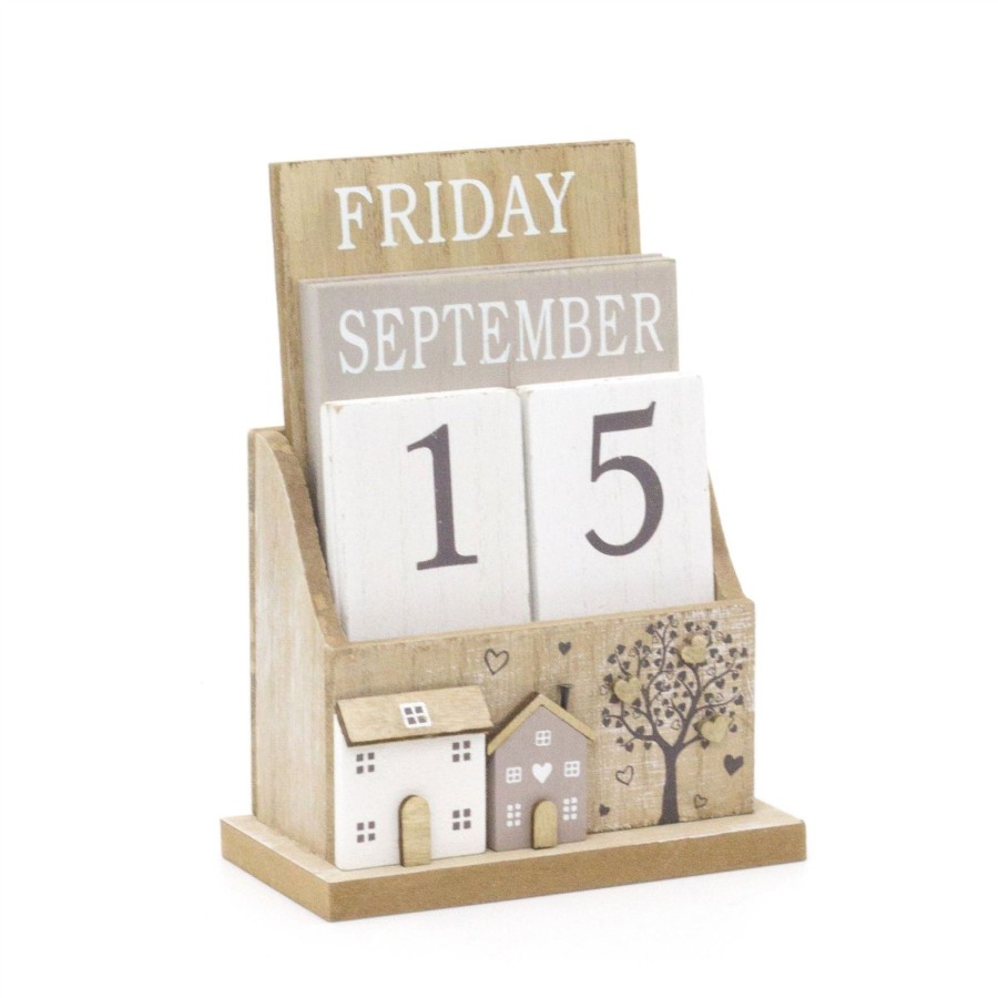 Home Accessories Carousel Shop Chalkboards & Planners | Shabby Chic Wooden Perpetual Calendar | Desk Calendar Flip Calendar | Desktop Calendar House Calendar