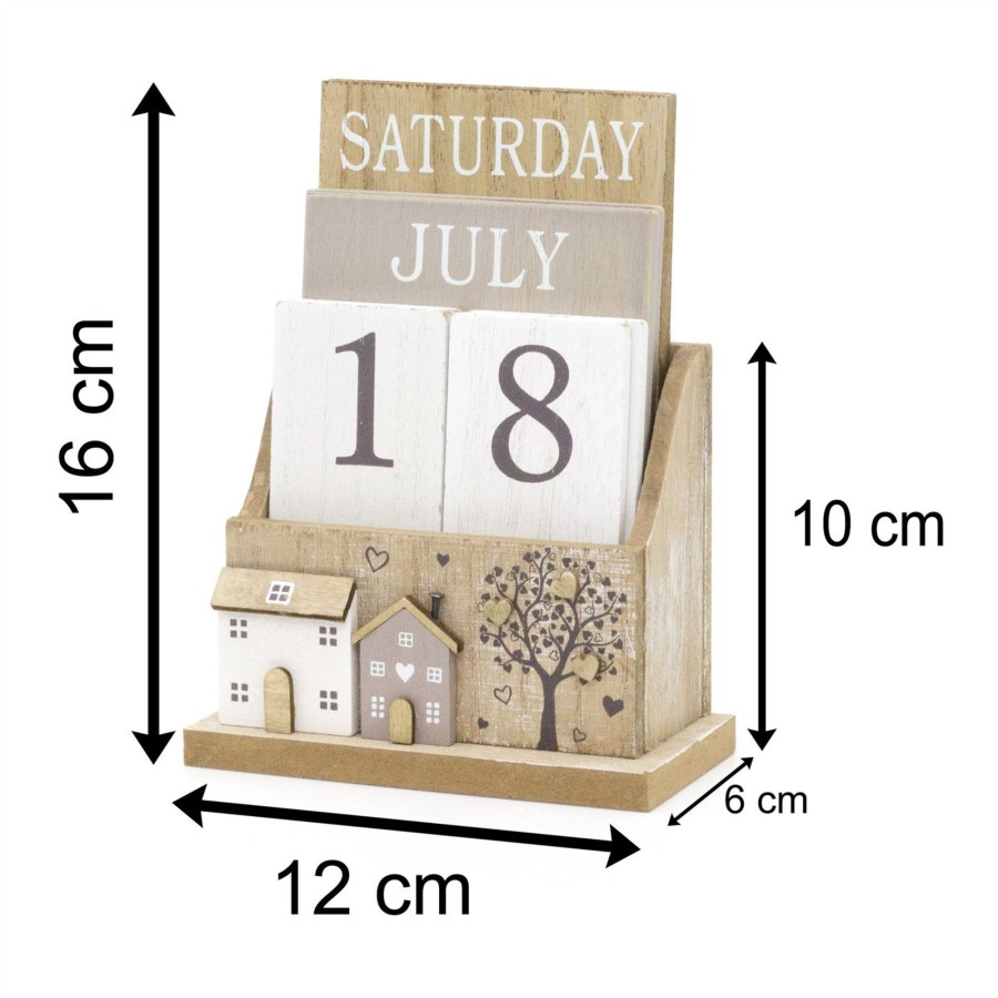 Home Accessories Carousel Shop Chalkboards & Planners | Shabby Chic Wooden Perpetual Calendar | Desk Calendar Flip Calendar | Desktop Calendar House Calendar