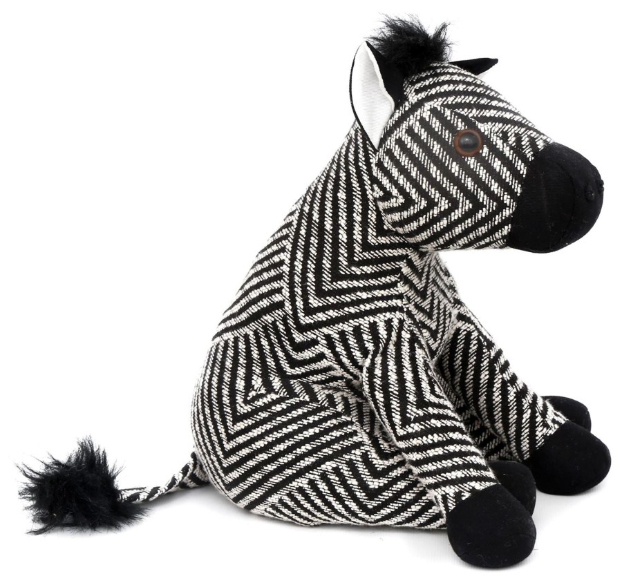 Home Accessories Carousel Shop Animal Doorstops | Fabric Black And White Striped Zebra Animal Doorstop ~ Novelty Decorative Door Stop