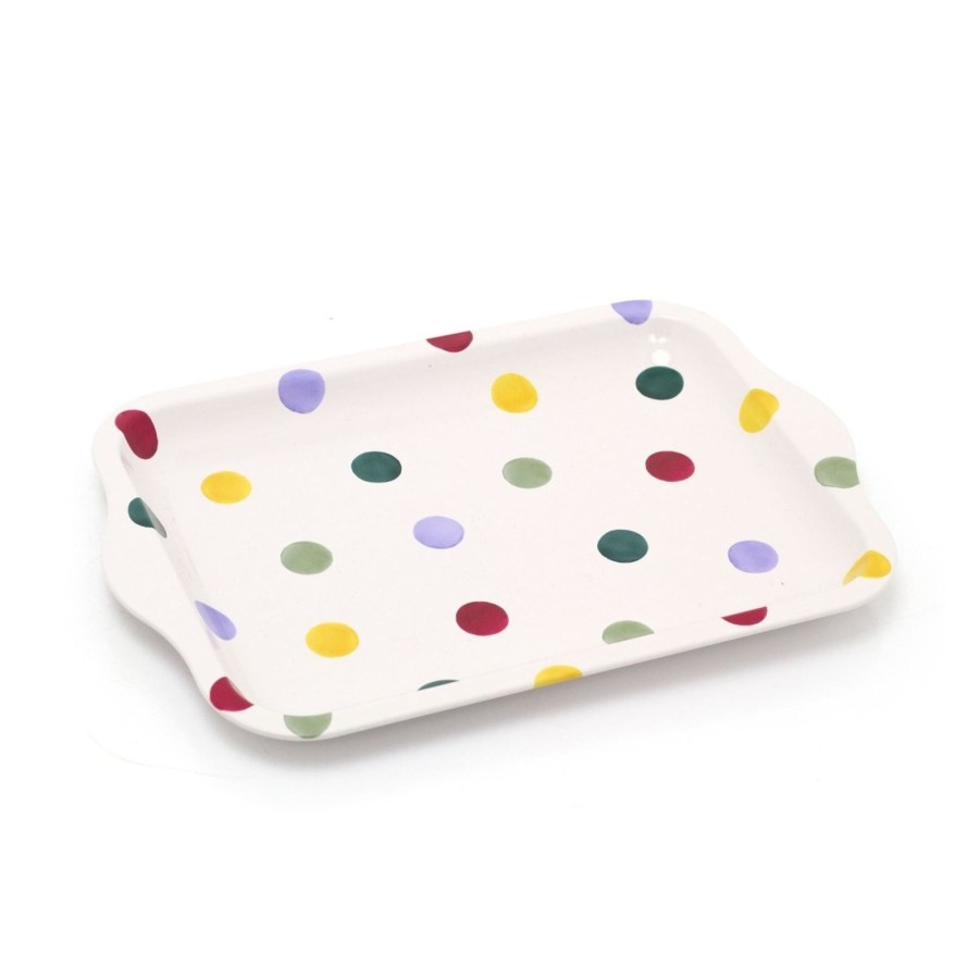 Home Accessories Carousel Shop Decorative Accessories | Emma Bridgewater Polka Dot Small Tin Tray | Tea Tray With Handles 24Cm