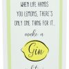 Home Accessories Carousel Shop Signs & Plaques | Hanging Wooden Gin And Tonic Quote Lemon Plaque ~ When Life Hands You Lemons