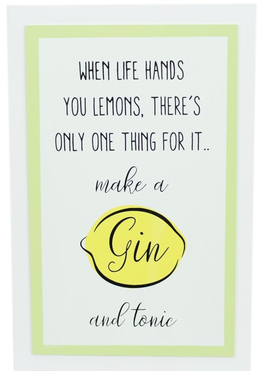 Home Accessories Carousel Shop Signs & Plaques | Hanging Wooden Gin And Tonic Quote Lemon Plaque ~ When Life Hands You Lemons