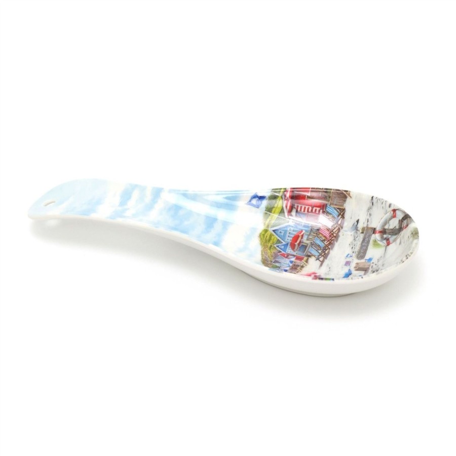 Kitchen & Dining Carousel Shop | 23Cm Sandy Bay Beach Spoon Holder | Melamine Kitchen Utensil Rest | Nautical Cooking Ladle Spatula Holder