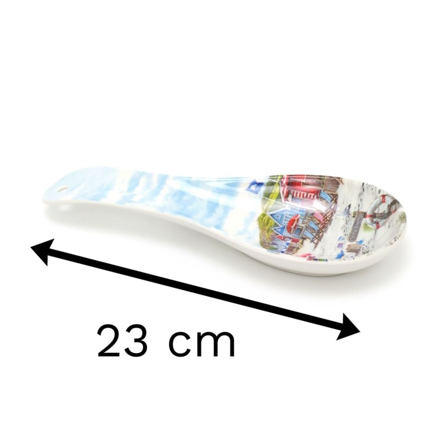 Kitchen & Dining Carousel Shop | 23Cm Sandy Bay Beach Spoon Holder | Melamine Kitchen Utensil Rest | Nautical Cooking Ladle Spatula Holder