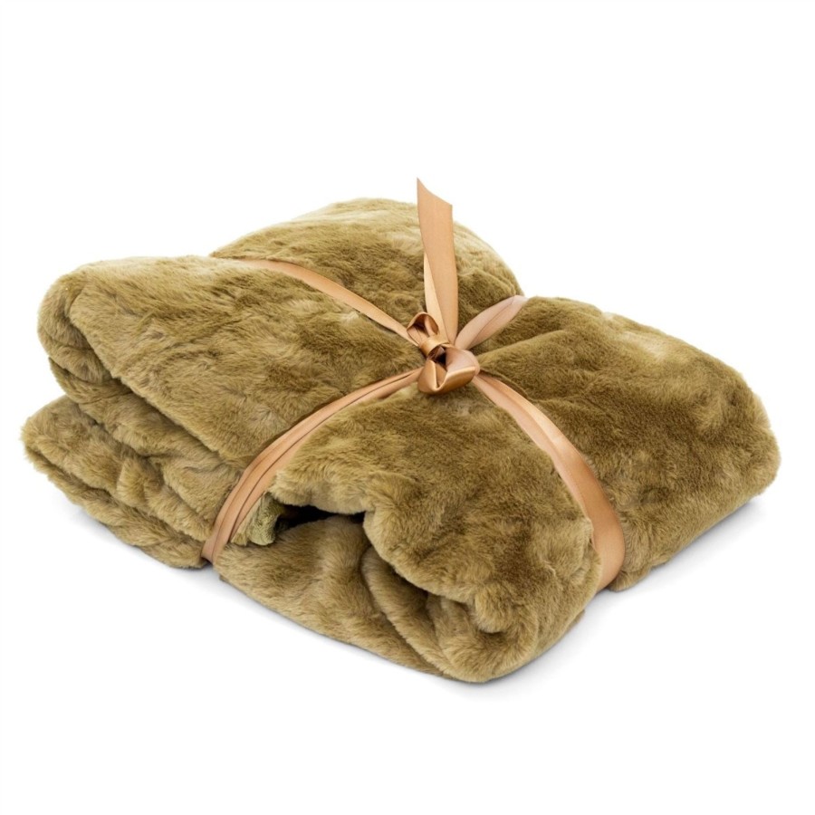 Home Accessories Carousel Shop Soft Furnishings & Rugs | Golden Brown Faux Fur Throw Blanket | Super Soft Luxury Winter Plaid Sofa Throw Blanket | Snug Fluffy Throw Plush Bed Blanket 130 X 180Cm