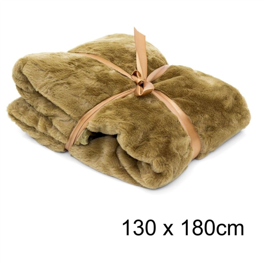 Home Accessories Carousel Shop Soft Furnishings & Rugs | Golden Brown Faux Fur Throw Blanket | Super Soft Luxury Winter Plaid Sofa Throw Blanket | Snug Fluffy Throw Plush Bed Blanket 130 X 180Cm