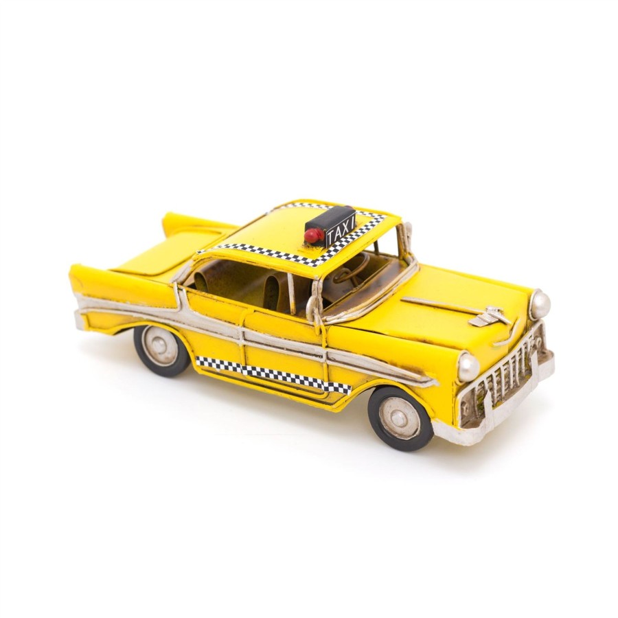 Home Accessories Carousel Shop Decorative Accessories | 16Cm Retro New York City Taxi Tin Model Car | Vintage Metal American Yellow Cab Decoration | Yellow Taxi Cab Ornament