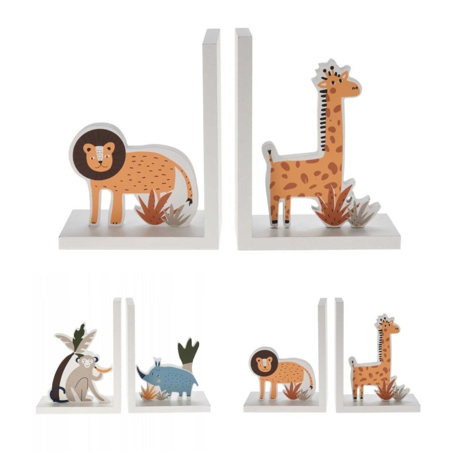 Baby & Child Carousel Shop Room Decor & Storage | Pair Of Children'S Wooden Animal Bookends | Safari Animal Book Ends For Shelves | Kids Novelty Animal Bookend Set Childs Bedroom Nursery Decor