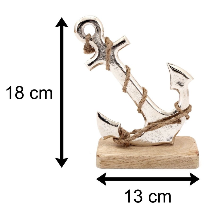 Home Accessories Carousel Shop Decorative Accessories | 18Cm Nautical Silver Metal Ships Anchor | Seaside Ornament Decoration On Stand | Aluminium Boat Anchors