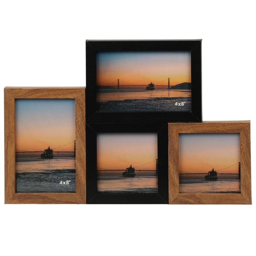 Home Accessories Carousel Shop Photo Frames | 4 Multi Aperture Two Tone Photo Frame | Wall-Mounted Collage Picture Frame