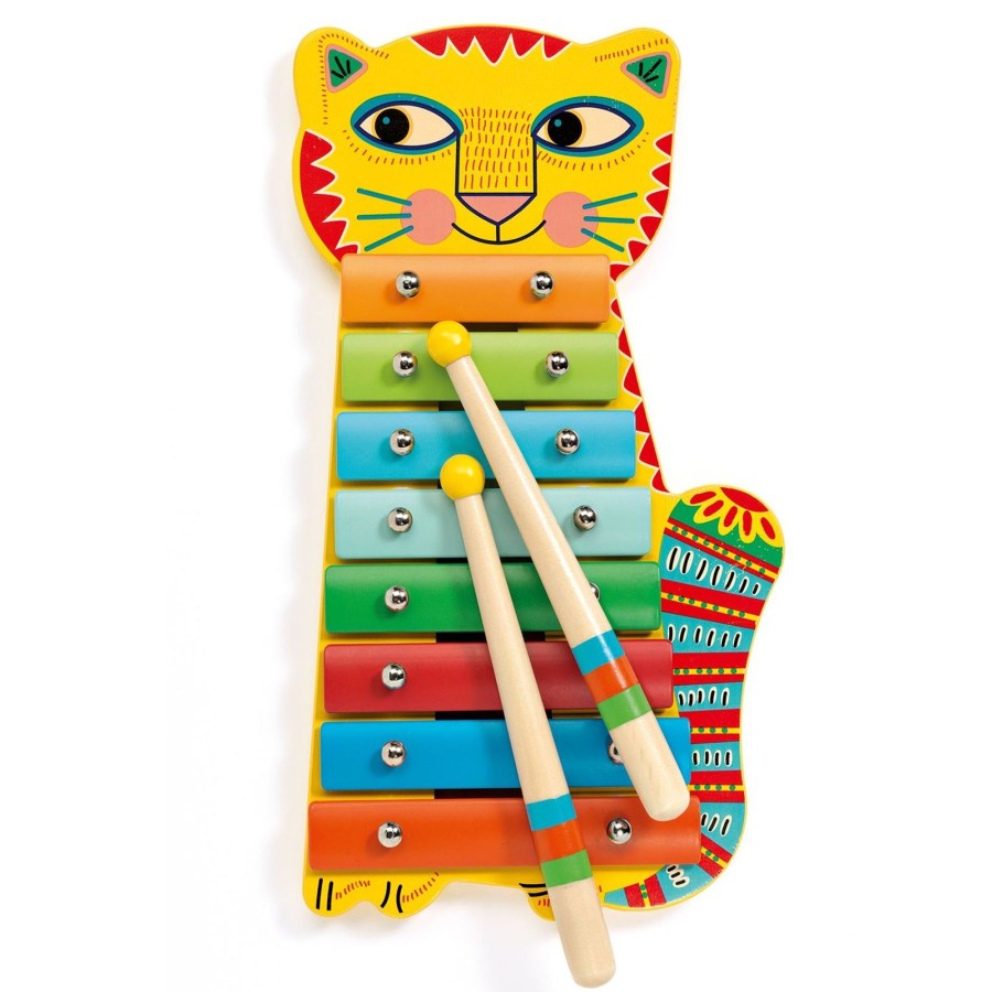 Baby & Child Carousel Shop Djeco | Djeco Dj06002 Animambo Rainbow Cat Xylophone Musical Toy With Song Sheets