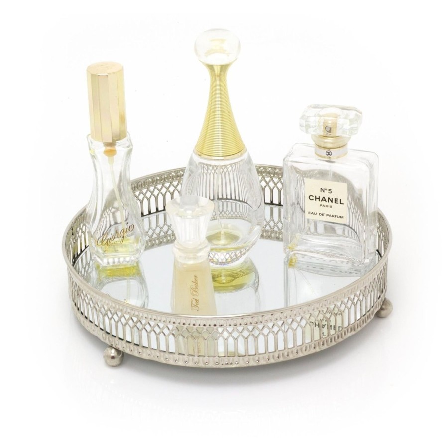 Celebrations Carousel Shop | Silver Effect Mirror Tealight Candle Tray Plate 20Cm