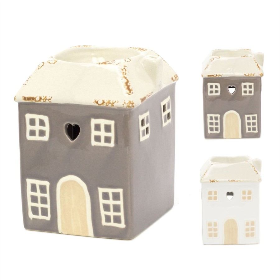 Home Accessories Carousel Shop Oil Burners & Diffusers | Essential Oil Diffuser House Shaped Fragrance Oil Burner | Ceramic Wax Melt Burner Tealight Candle Holder | Aroma Lamp Candle Diffuser - Colour Varies One Supplied