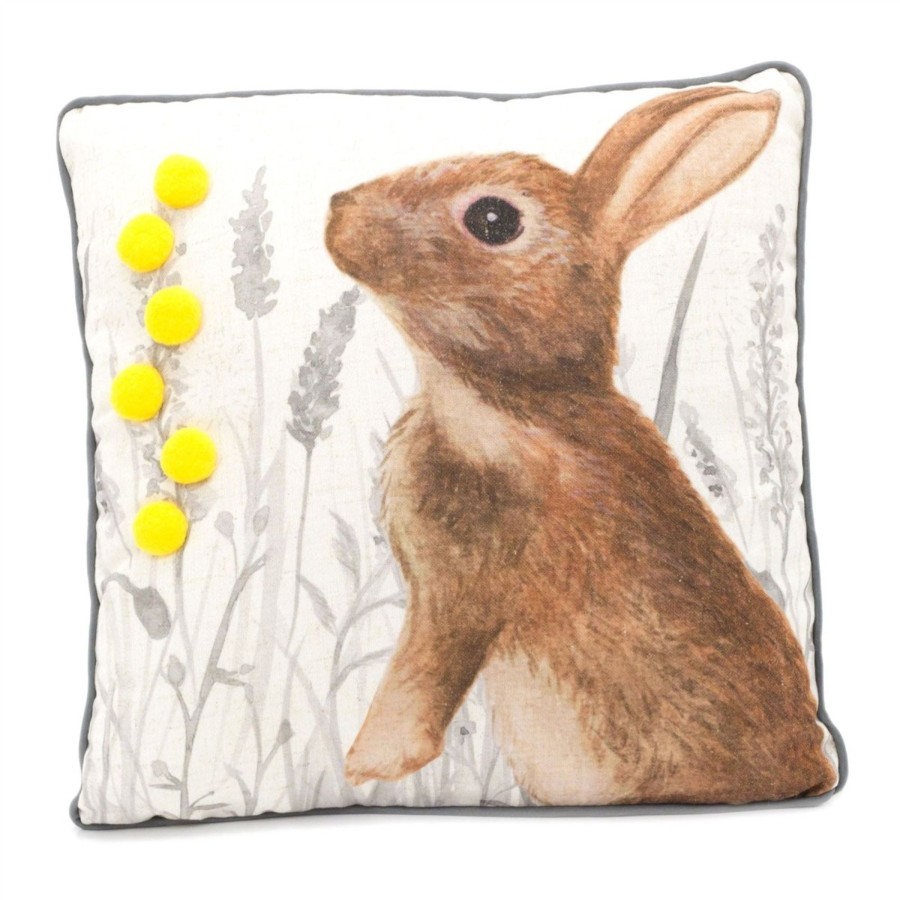 Home Accessories Carousel Shop Soft Furnishings & Rugs | 38Cm Pompom Rabbit Hare Scatter Cushion | Animal Fabric Filled Sofa Cushion | Wildlife Bed Throw Pillow With Cover