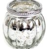 Home Accessories Carousel Shop Candlesticks, Holders & Lanterns | Antique Silver Ribbed Candle Pot Tealight Holder 8Cm X 7Cm