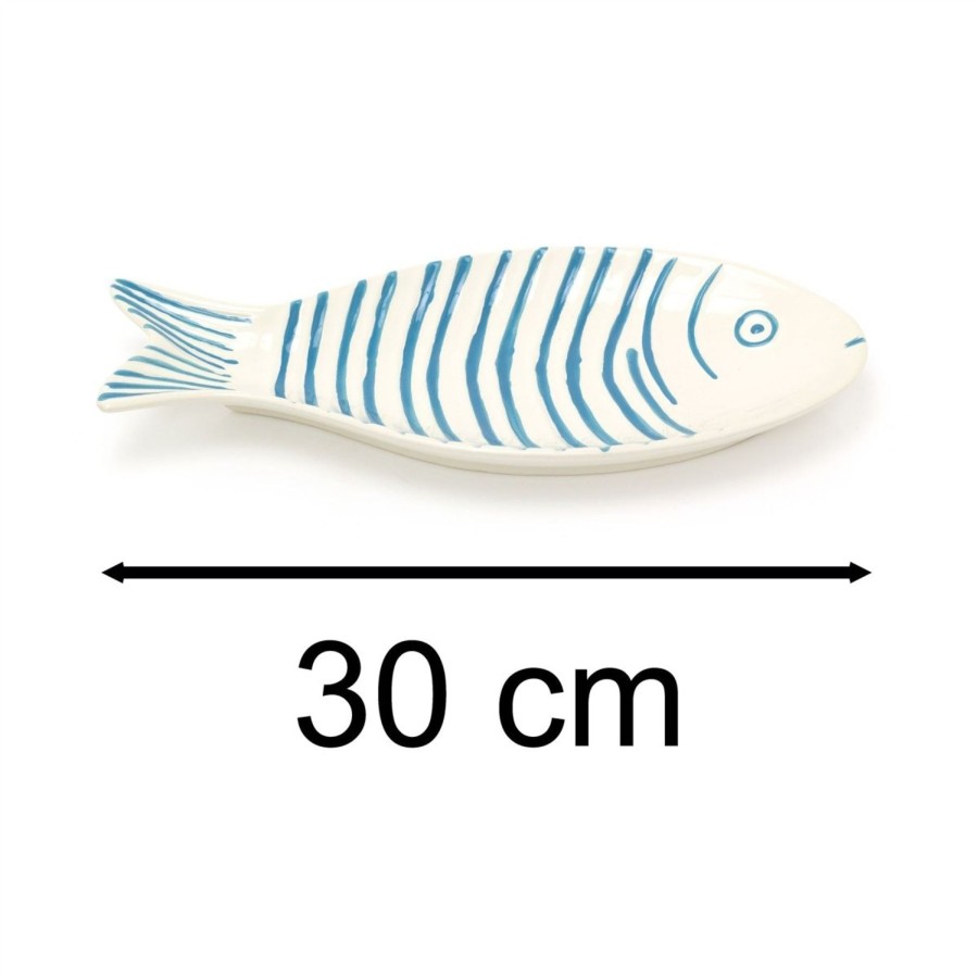 Home Accessories Carousel Shop Decorative Accessories | Ceramic Fish Shaped Dish | Seafood Serving Platter Kitchen Fish Plate - 30Cm