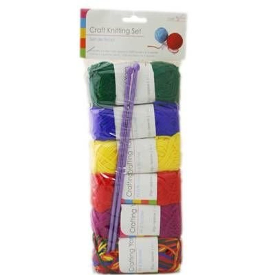 Baby & Child Carousel Shop Arts & Crafts | Craft Knitting Kit With Needles ~ 6 Multi Colour Knitting Yarns