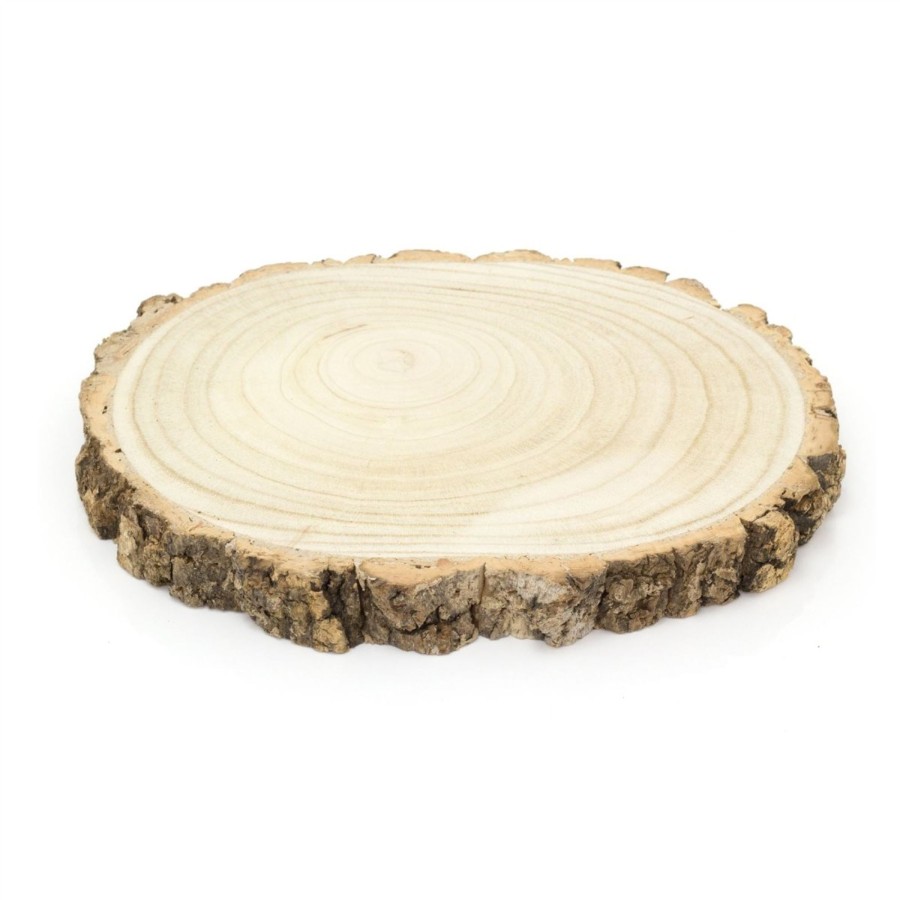 Kitchen & Dining Carousel Shop | 33Cm Oval Wooden Tree Trunk Rustic Cake Stand | Large Wedding Birthday Cake Round Display Board | Tree Slice Serving Platter Table Centerpiece