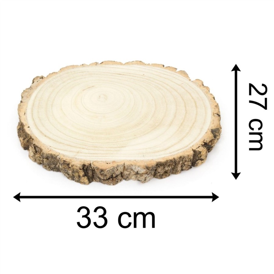 Kitchen & Dining Carousel Shop | 33Cm Oval Wooden Tree Trunk Rustic Cake Stand | Large Wedding Birthday Cake Round Display Board | Tree Slice Serving Platter Table Centerpiece