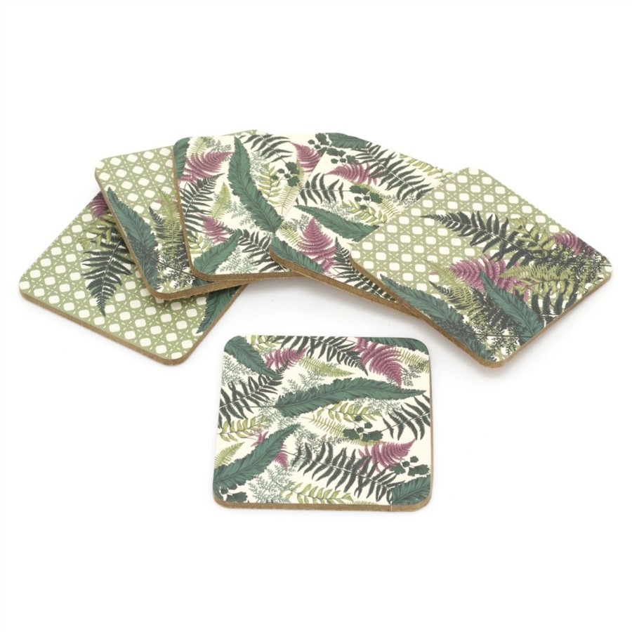 Kitchen & Dining Carousel Shop | Set Of 6 Fernology Coasters | Fern Design Drinks Coaster Set | Cup Mug Drinks Mats Coaster 10Cm