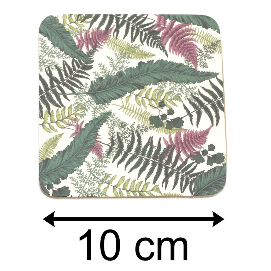 Kitchen & Dining Carousel Shop | Set Of 6 Fernology Coasters | Fern Design Drinks Coaster Set | Cup Mug Drinks Mats Coaster 10Cm