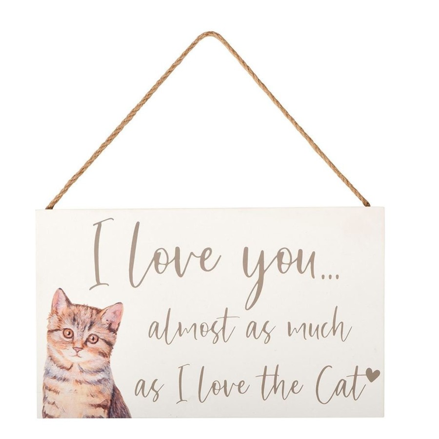 Home Accessories Carousel Shop Signs & Plaques | I Love The Cat Wooden Plaque Sign Wall Art - Humorous Hanging Decoration