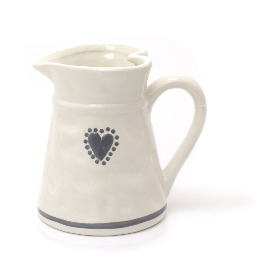 Kitchen & Dining Carousel Shop | Elegant Heart Ceramic Serving Jug | White Water Pitcher China Milk Jug | Country Kitchen Jugs Porcelain Flower Vase