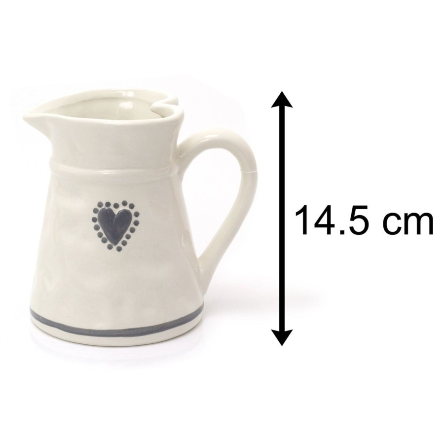 Kitchen & Dining Carousel Shop | Elegant Heart Ceramic Serving Jug | White Water Pitcher China Milk Jug | Country Kitchen Jugs Porcelain Flower Vase