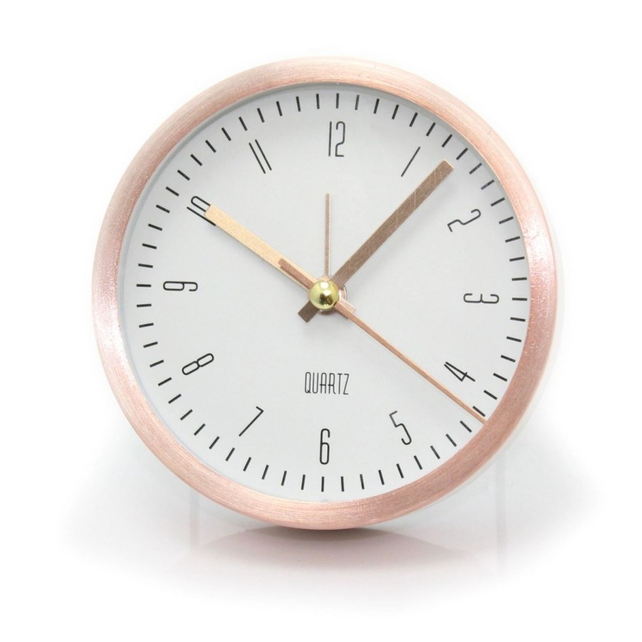 Home Accessories Carousel Shop Clocks | Rose Gold Analogue Bedside Alarm Clock - Modern Desk Clock With Stand