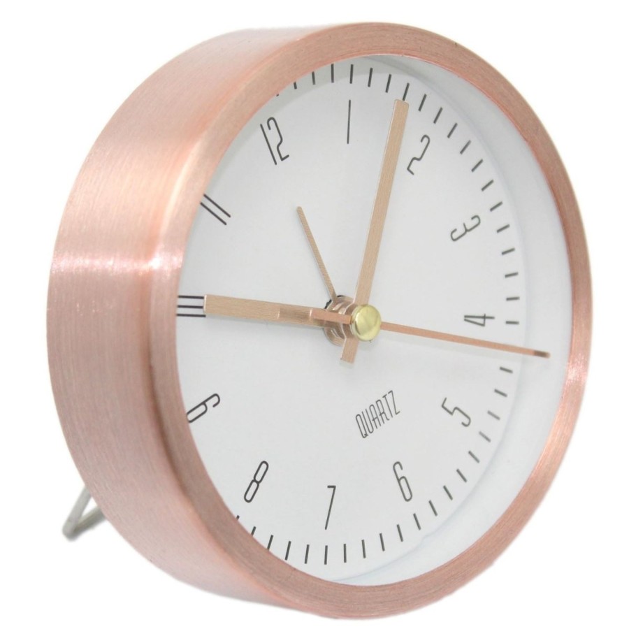 Home Accessories Carousel Shop Clocks | Rose Gold Analogue Bedside Alarm Clock - Modern Desk Clock With Stand