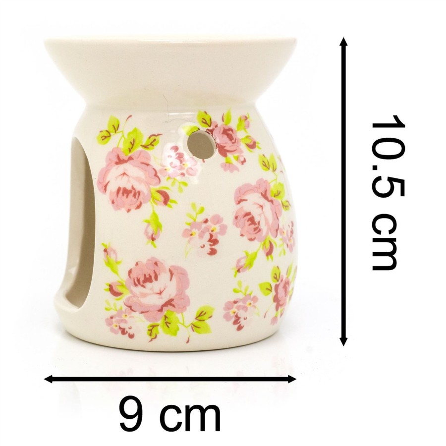 Home Accessories Carousel Shop Oil Burners & Diffusers | Vintage Rose Ceramic Essential Oil Burner & Candle Holder - Aromatherapy Gift