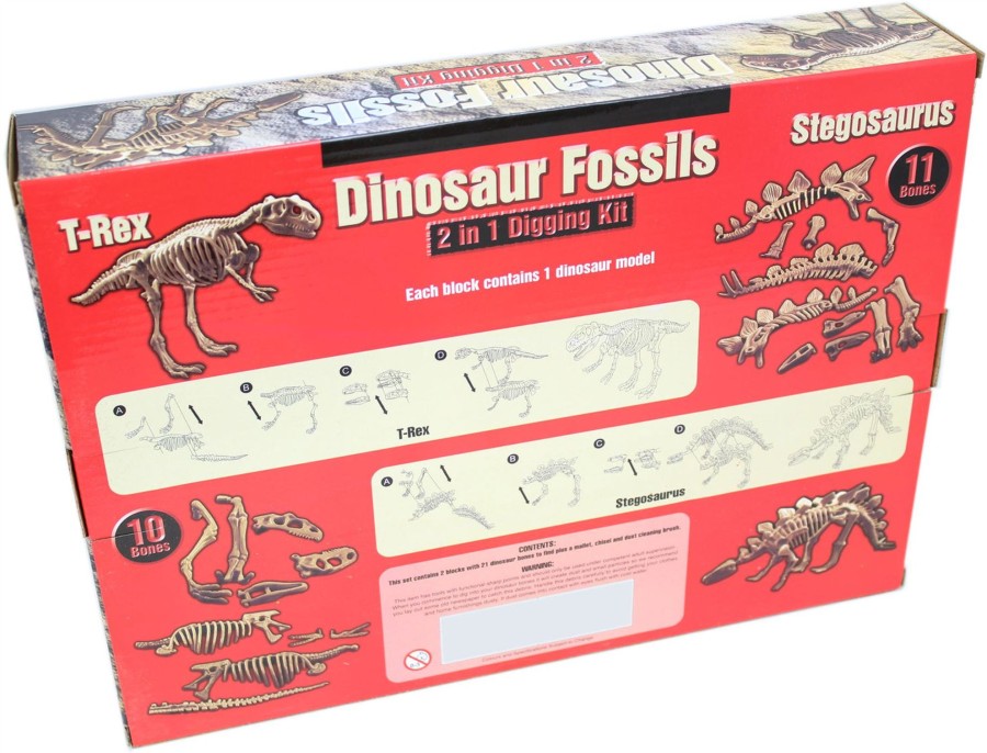 Baby & Child Carousel Shop Arts & Crafts | Kreative Kids Deluxe 2 In 1 Dig Out Dinosaur Skeleton Fossil Palaeontology Archaeology Excavation Kit - T Rex And Stegosaurus