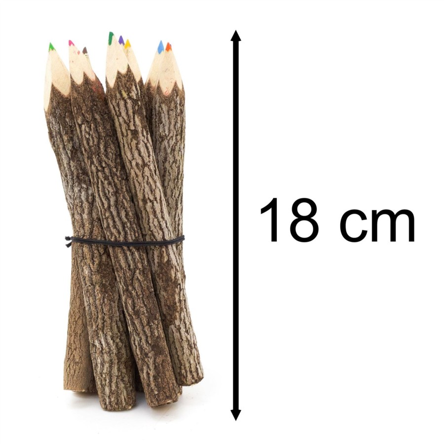 Baby & Child Carousel Shop Arts & Crafts | Pack Of 10 Large Tamarind Tree Branch Twig Pencils | 10 Piece Colouring Pencils Rustic Wooden Pencils | 10 Multi Coloured Pencils Eco Friendly Party Bag Fillers