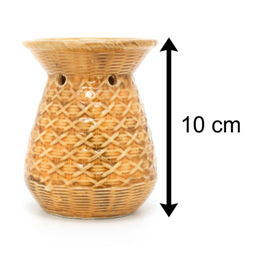 Home Accessories Carousel Shop Oil Burners & Diffusers | 10Cm Rattan Design Essential Oil Fragrance Burner | Ceramic Oil Burner Tealight Candle Holder | Aromatherapy Lamp - Design Varies One Supplied