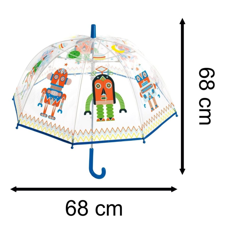 Baby & Child Carousel Shop Djeco | Djeco Dd04806 Childrens Clear Dome Umbrella | Transparent Kids Umbrella - Robots