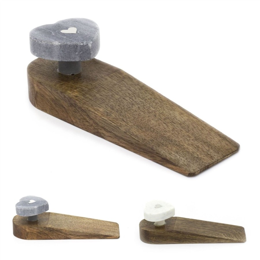 Home Accessories Carousel Shop Plain Doorstops | Heart Shaped Doorstop Wooden Door Wedge | Love Heart Decorative Door Stopper Wedge | Wooden Door Stop Wedge - Colour Varies One Supplied