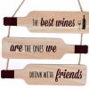 Home Accessories Carousel Shop Wall Decor & Mirrors | Wooden Bottle Shape Wine Quote Plaque Wall Hanging Sign 30Cm ~ Drink With Friends