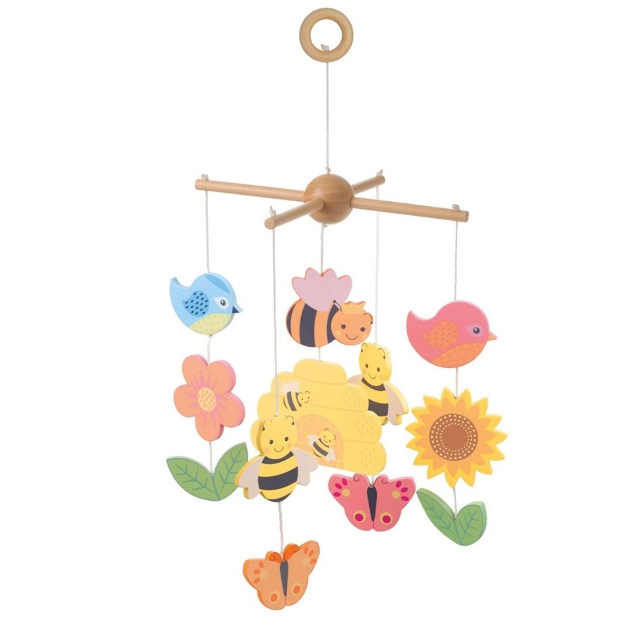 Baby & Child Carousel Shop Orange Tree Toys | Spring Garden Wooden Mobile For Baby Cot | Floral Crib Mobile Bee Nursery Decor