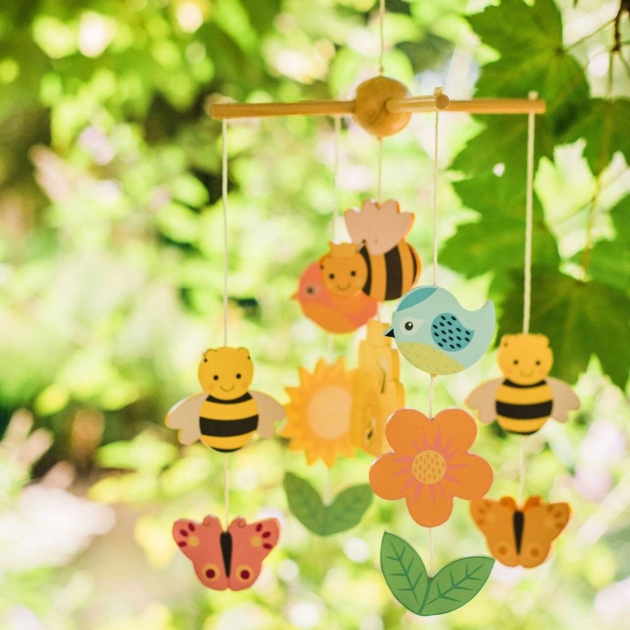 Baby & Child Carousel Shop Orange Tree Toys | Spring Garden Wooden Mobile For Baby Cot | Floral Crib Mobile Bee Nursery Decor